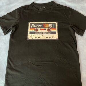 SHEIN small, black plain tee with cassette tape picture